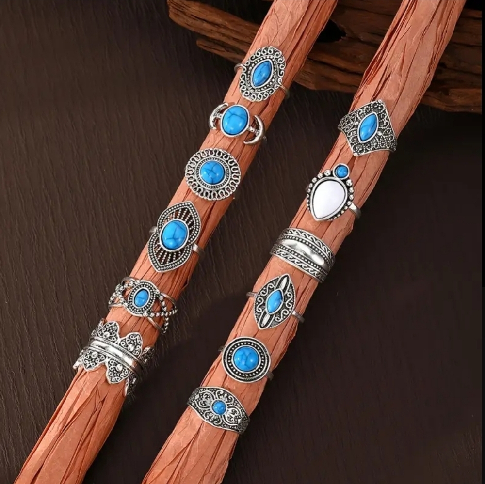 12 Pcs Boho Style Rings - Picture 3 of 5
